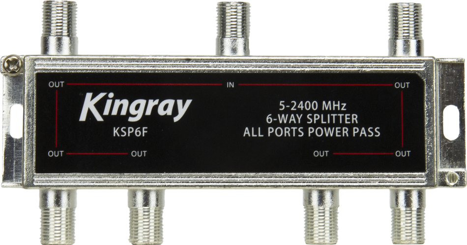 Kingray KSP6F 6 Way All Ports Power Pass Splitter, 5-2400 MHz