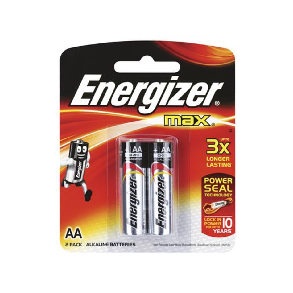 Energizer Max E91BP2T 1.5V Alkaline AA Battery - 2 Pack