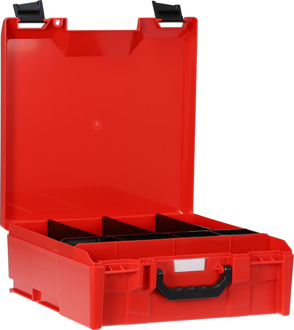 StorageTek Case Large ABS Lid c/w dividers-Red with Black Clasps