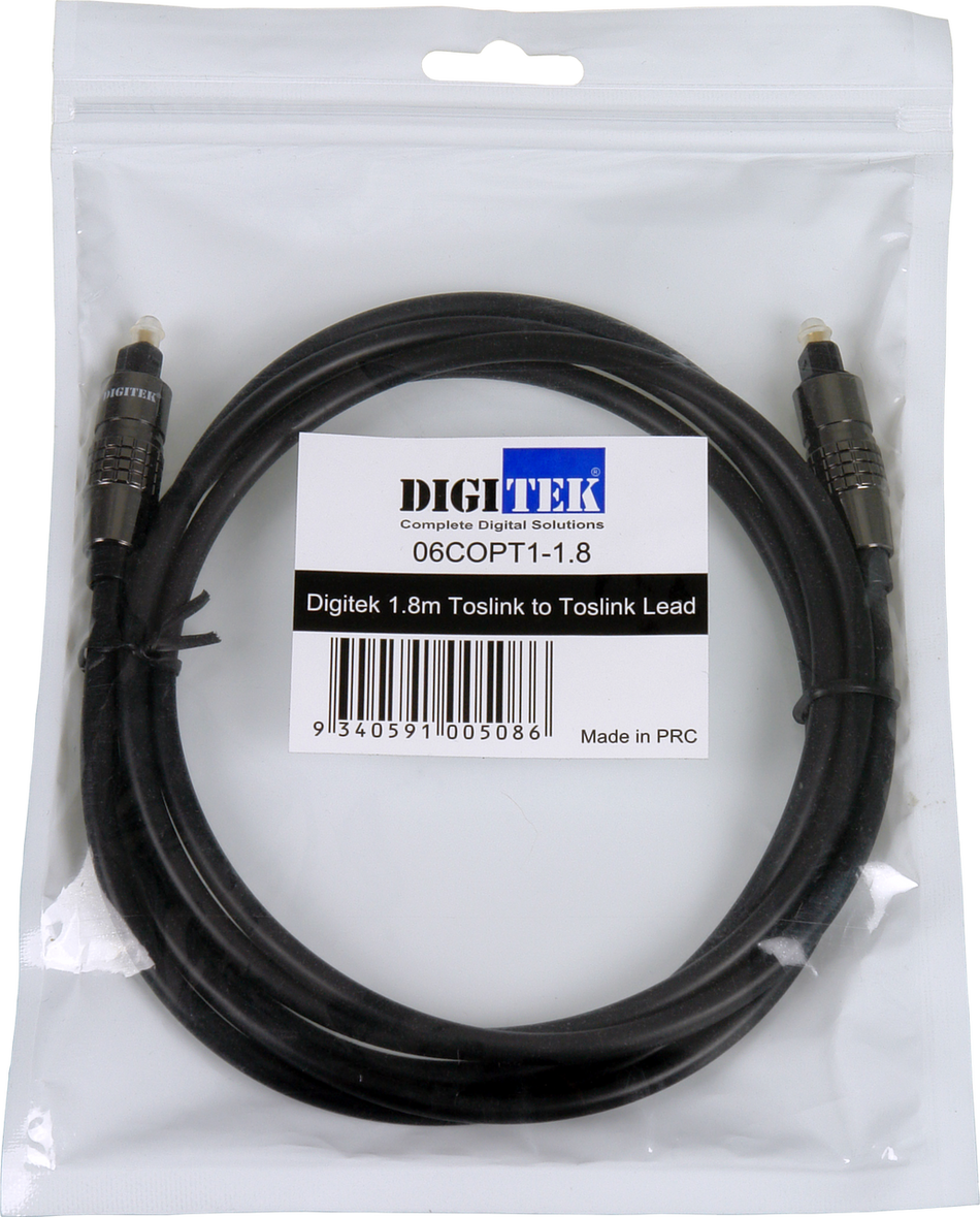 Digitek Toslink Optical Audio Lead - 1.8M