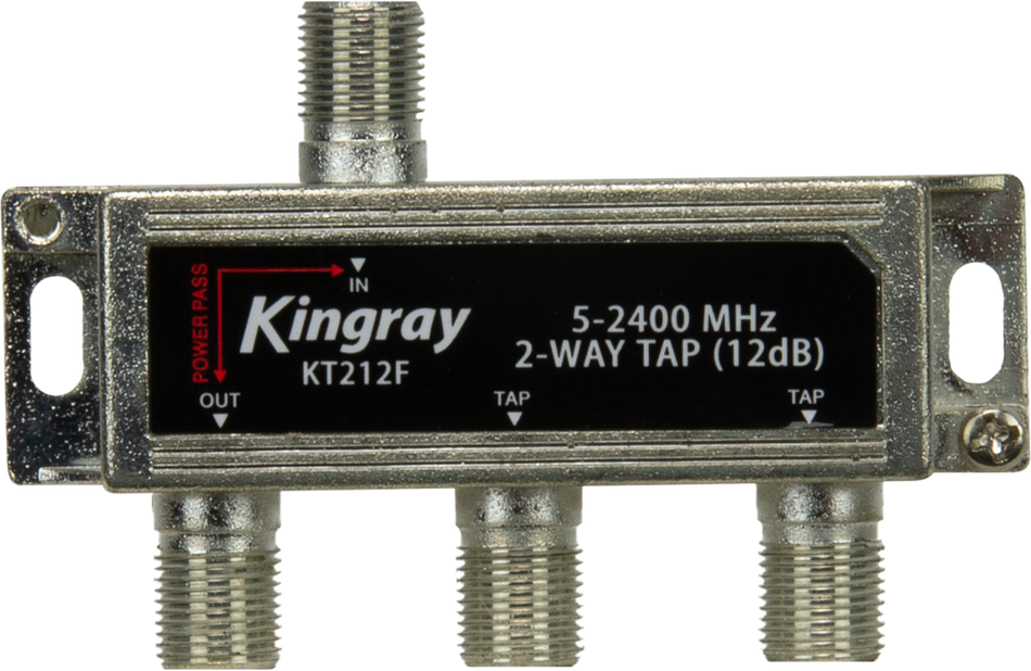 Kingray KT212F 2 Way 12dB Tap 12dB, Power Pass Through Port, 5-2400 MHz