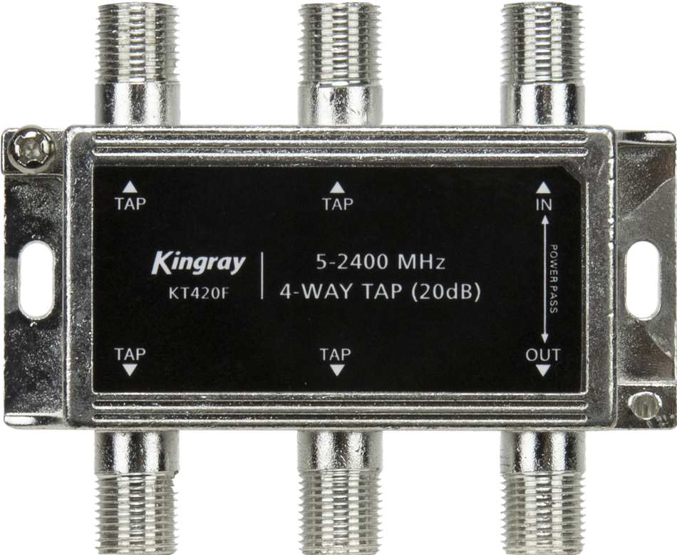 KingrayKT420F 4 Way 20dB Tap, Power Pass Through Port, 5-2400 MHz