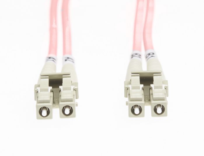 10m LC-LC OS1 / OS2 Singlemode Fibre Optic Cable: Salmon Pink