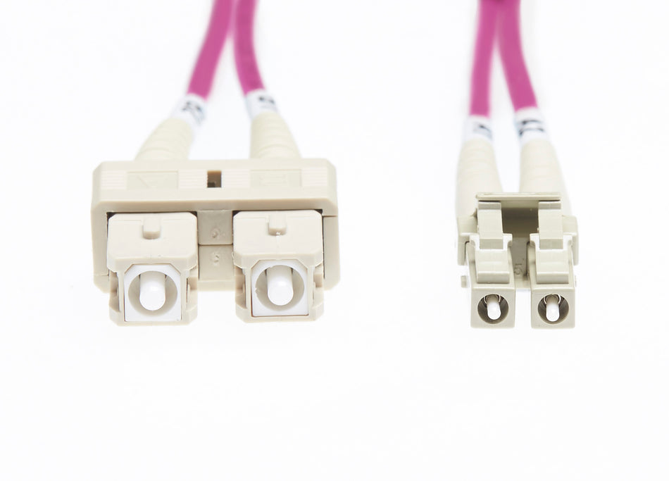 1.5m LC-SC OM4 Multimode Fibre Optic Patch Cable: Erika Violet