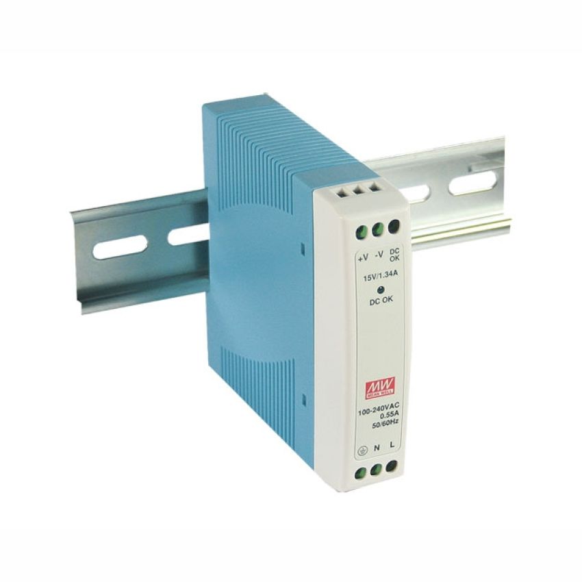 Mean Well | MDR-10-15 | 15V Slim DIN Rail Power Supply 0.67A 10W