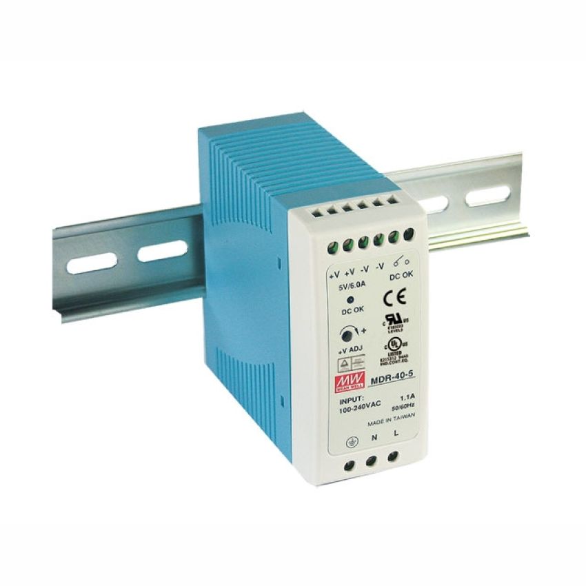 Mean Well | MDR-40-24 | 24V Slim DIN Rail Power Supply 1.7A 40W