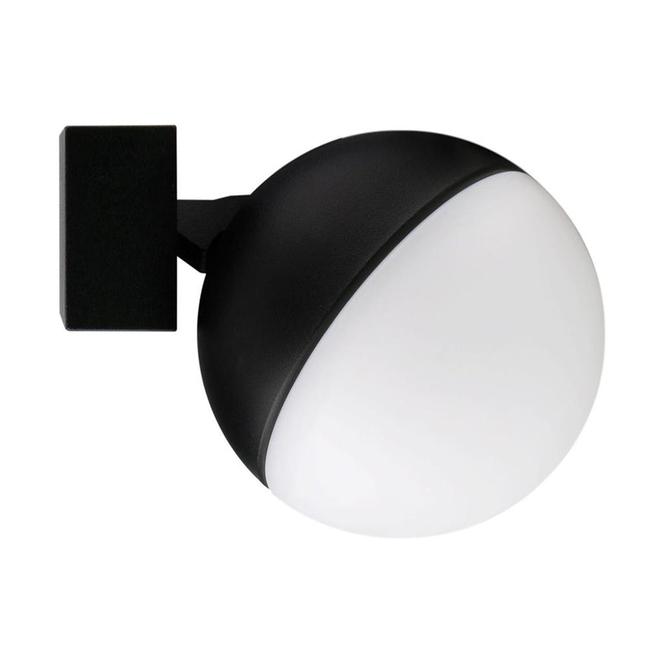 Moon 6W/9W 240V Dimmable LED Opal Wall Light Matt Black / Tri-Colour