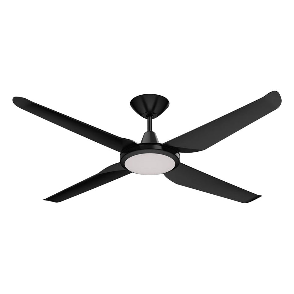 Motion 4 Blade 52" DC Ceiling Fan With 18W Dimmable LED Black / Tri-Colour