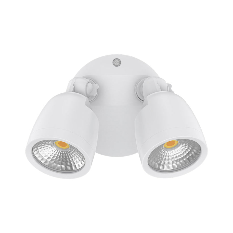 Muro Eco 20W LED Twin Head Polycarbonate Coastal Spotlight White / Tri-Colour