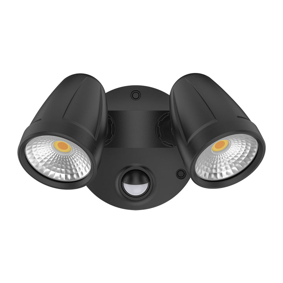 Muro Max 32W LED Twin Head Spotlight With Sensor Black / Tri-Colour