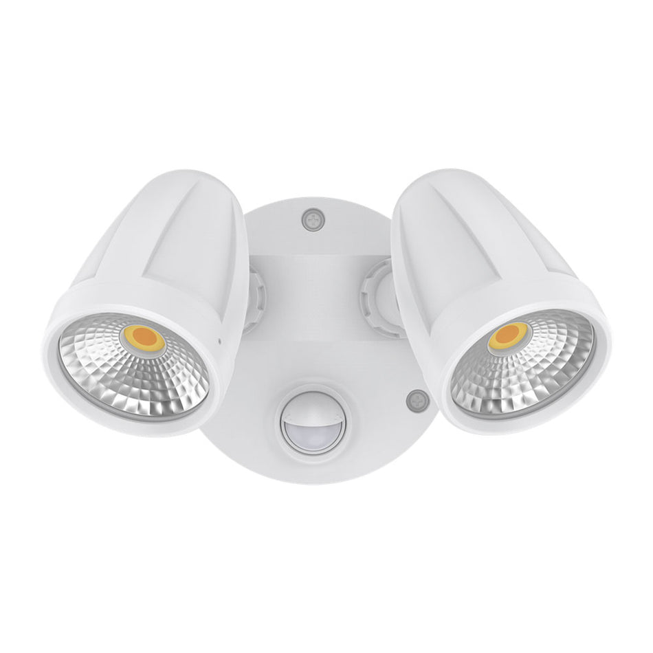 Muro Max 32W LED Twin Head Spotlight With Sensor White / Tri-Colour