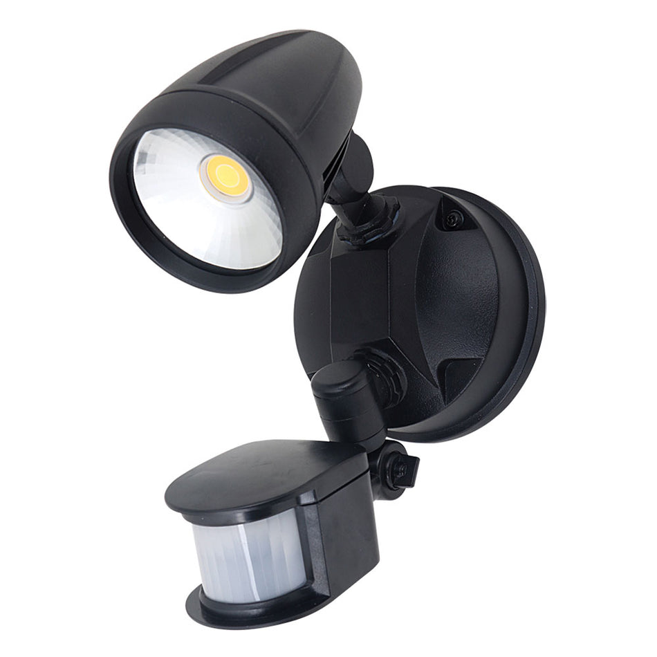 Muro 15 Watt Single Head LED Spotlight with Sensor Black / Tri Colour