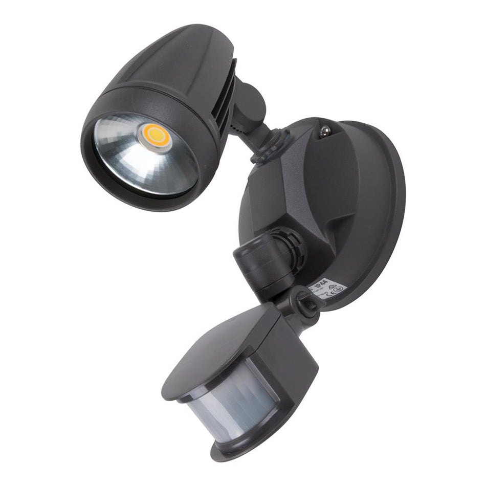 Muro 15 Watt Single Head LED Spotlight with Sensor Dark Grey / Tri Colour