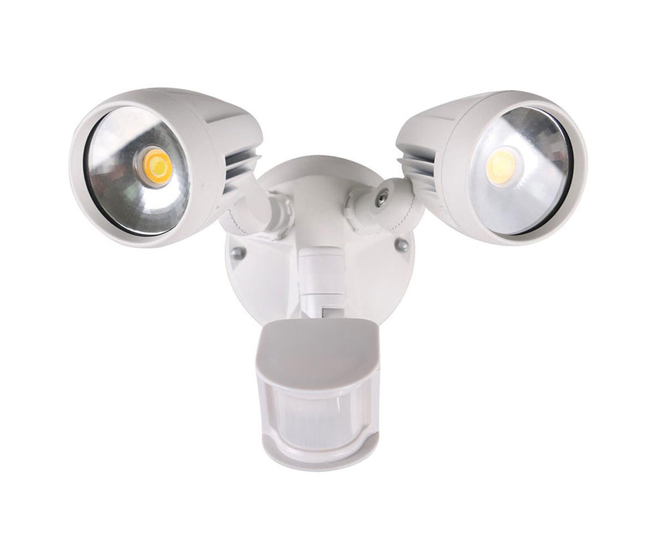 Muro 30 Watt Twin Head LED Spotlight with Sensor White / Tri Colour