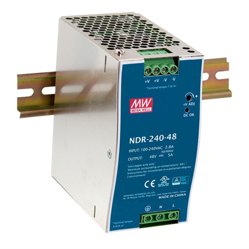 Mean Well | NDR-240-24 | 24v DIN Rail Power Supply 10A 240W