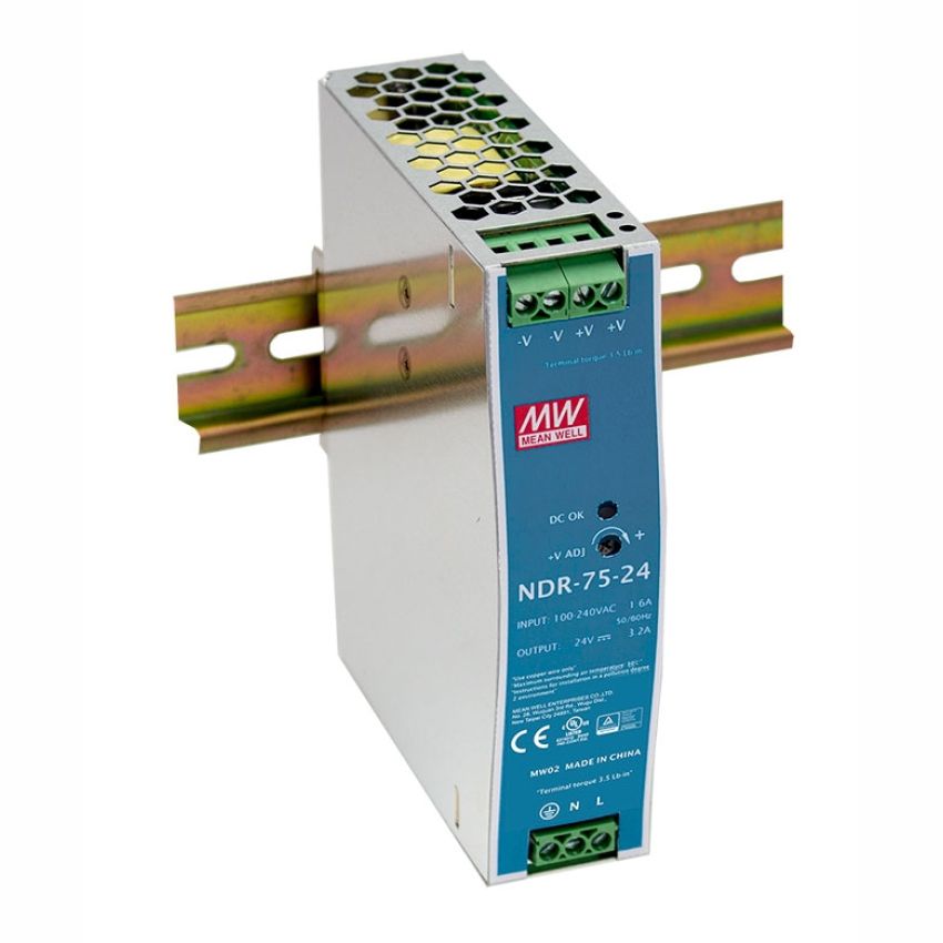 Mean Well | NDR-75-24 | 24V DIN Rail Power Supply 3.2A 75W