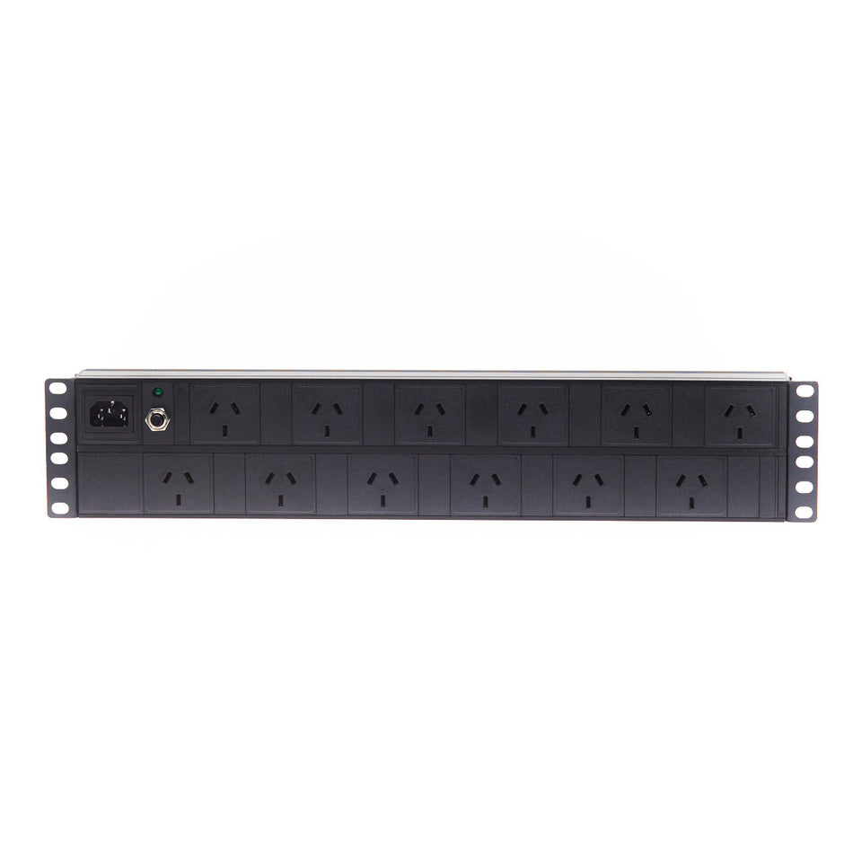 2RU 12 Way GPO Horizontal Rack Mount PDU Power Rail