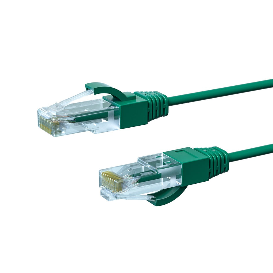 0.25m CAT6A THIN U/UTP LSZH 28 AWG RJ45 Network Cable | Green