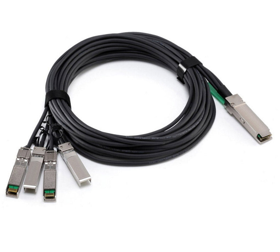 PlusOptic 40G DAC with QSFP+ to 4SFP+ connectors, 5M, Twinax, Passive Cable | PlusOptic DACQSFP+-4-5M-PLU