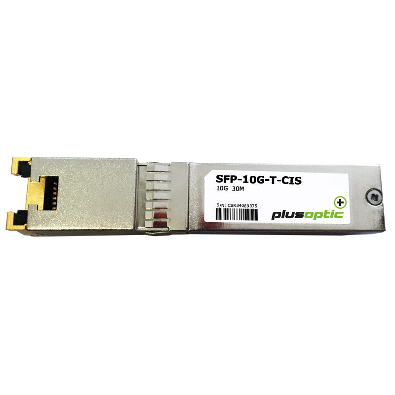 Cisco compatible (SFP-10G-T-S) 10G, Copper SFP+, 30M Transceiver, RJ-45 Connector for Copper - CAT6 | PlusOptic SFP-10G-T-CIS