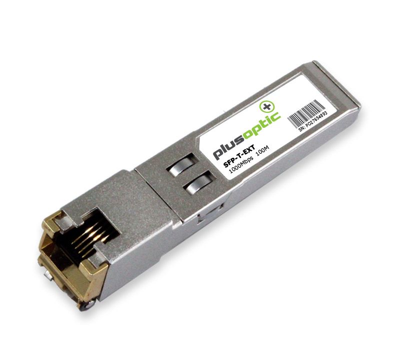 Extreme compatible (10050 10054 SFP-1G-T 1G-SFP-TX) 1000Mbps, Copper SFP, 100M Transceiver, RJ-45 Connector for Copper | PlusOptic SFP-T-EXT