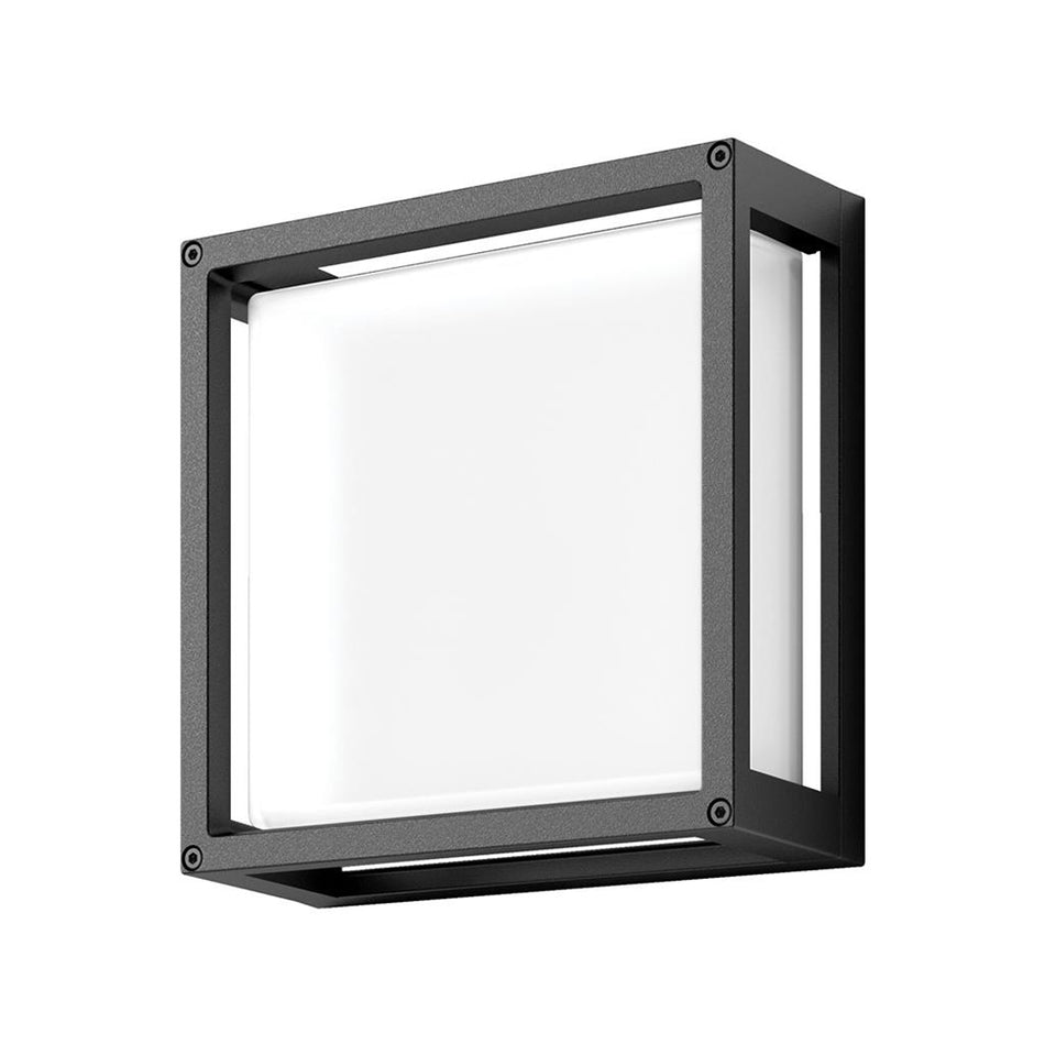 York-12 12W LED 240V Square Bunker Light Dark Grey / White