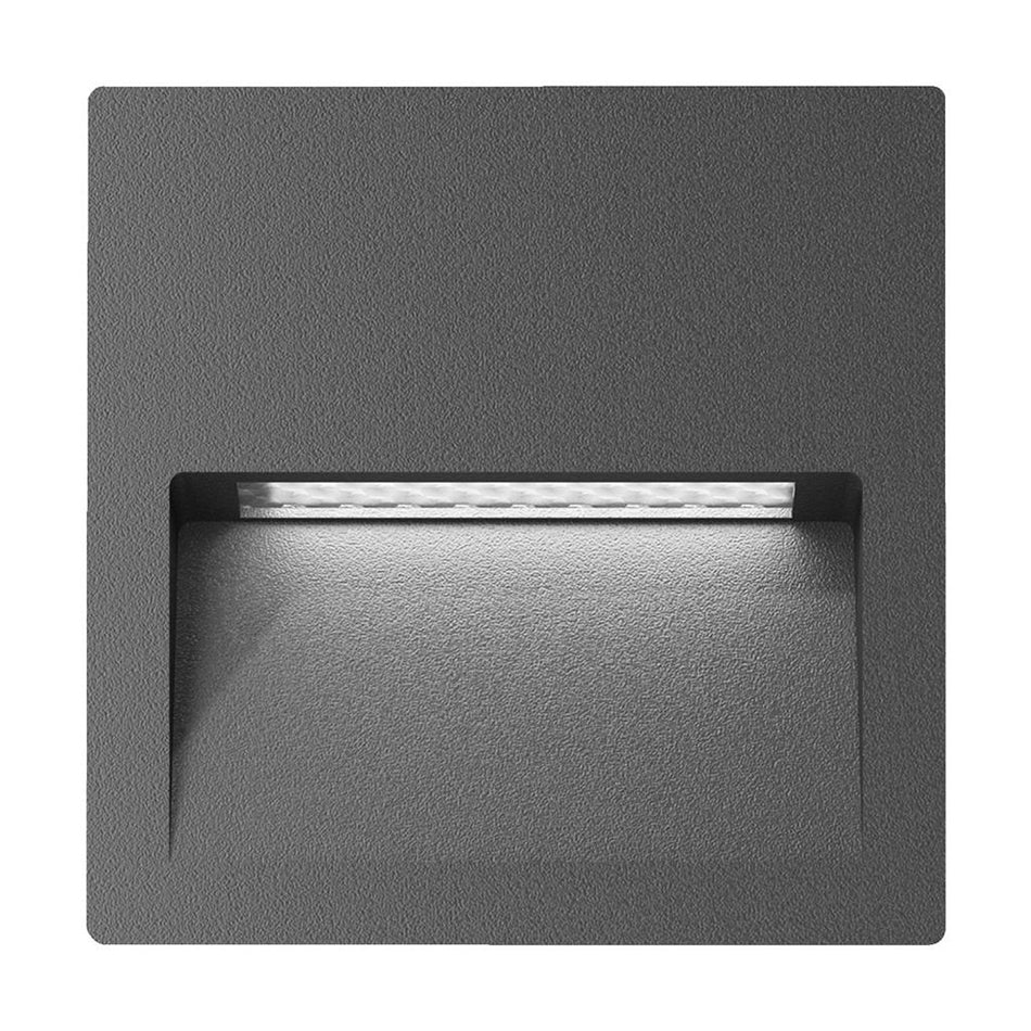 Zac-4 4W LED 12V DC Square Recessed Light Dark Grey / Warm White