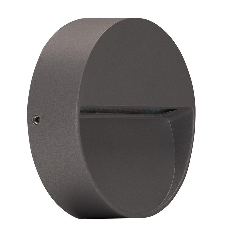 Zeke Round 4W 240V LED Surface Mounted Step Light Dark Grey / Warm White