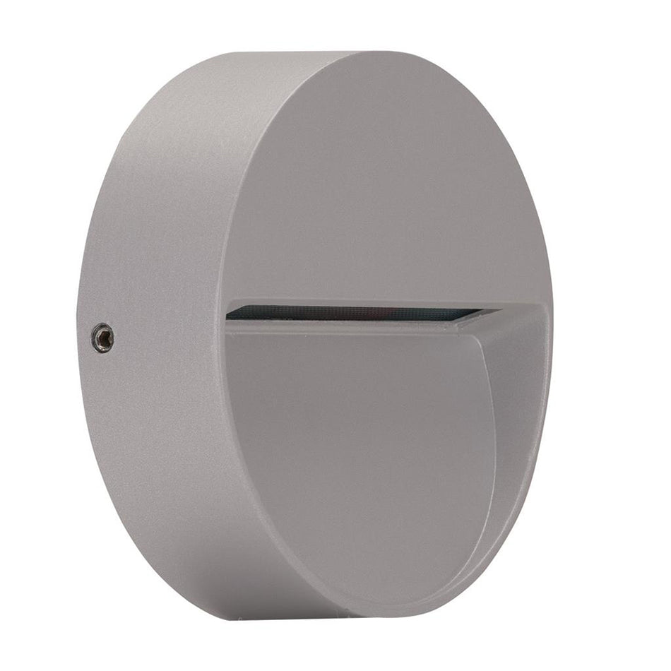 Zeke Round 4W 240V LED Surface Mounted Step Light Silver / Warm White