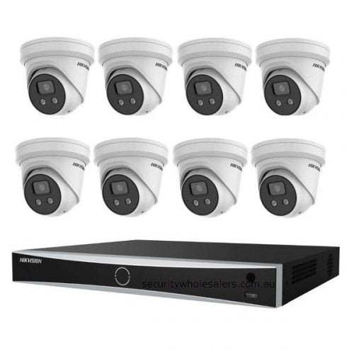 8MP 16CH Hikvision CCTV Kit: 8 x Outdoor Acusense Turret Cameras + 16CH NVR with 3TB