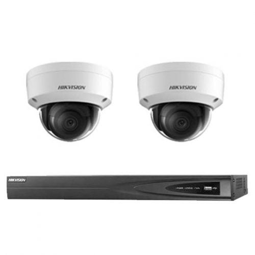 6MP Hikvision CCTV 套件：2 个带 Acusense 的 IP 半球摄像机 + 4 路 NVR（带 3TB）