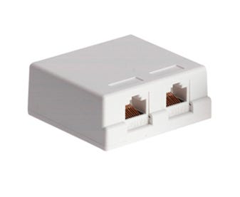 Surface-Mount-Box-Dual-Cat5E-8P8C-White