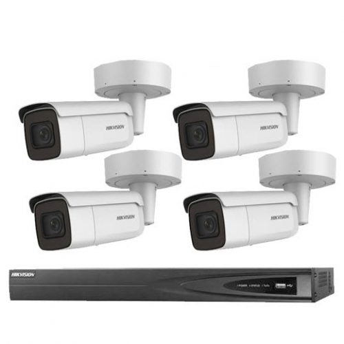 8MP 4CH Hikvision CCTV Kit: 4 x Outdoor Motorised VF Bullets + 4CH NVR