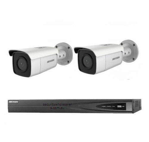 6MP 4CH Hikvision CCTV 套件：2 x EXIR 子弹头摄像机，带 Acusense + 4CH NVR