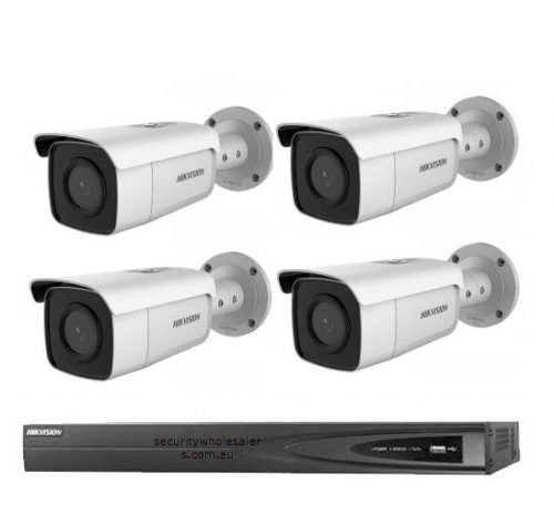 6MP 4CH Hikvision CCTV 套件：4 x EXIR 子弹头摄像机，带 Acusense + 4CH NVR