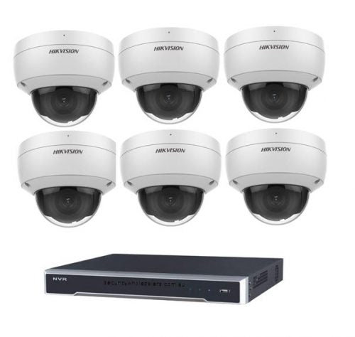 6MP 8CH Hikvision CCTV 套件：6 个 IP 半球摄像机，带 Acusense + 8CH NVR