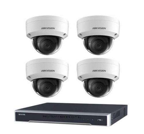 8MP 4CH Hikvision CCTV 套件：4 个室外防暴半球，带 Acusense + 4CH NVR