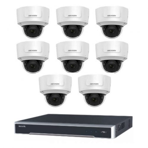 8MP 8CH Hikvision CCTV Kit: 8 x Outdoor Motorised VF Domes + 8CH NVR