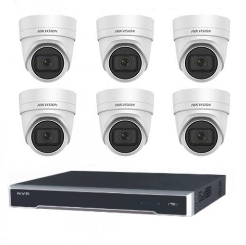 8MP 8CH Hikvision CCTV Kit: 6 x Outdoor Acusense Motorised VF Turret + 8CH NVR