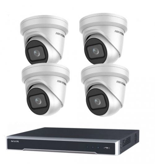 8MP 4CH Hikvision CCTV Camera Kit: 4 x Outdoor Acusense Motorised VF Turret + 8CH NVR