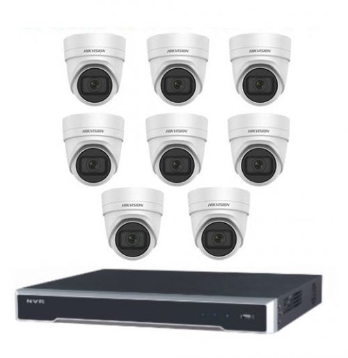 8MP 8CH Hikvision CCTV Kit: 8 x Outdoor Acusense Motorised VF Turret + 16CH NVR