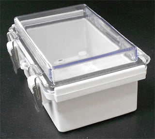 IP66 ABS Enclosure Hinged Lid 100x150x70mm Grey Encl. Hinged Clear Cover