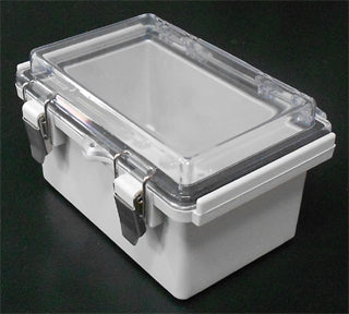 IP66 ABS Enclosure Hinged Lid 100x150x85mm Grey Encl. Hinged Clear Cover