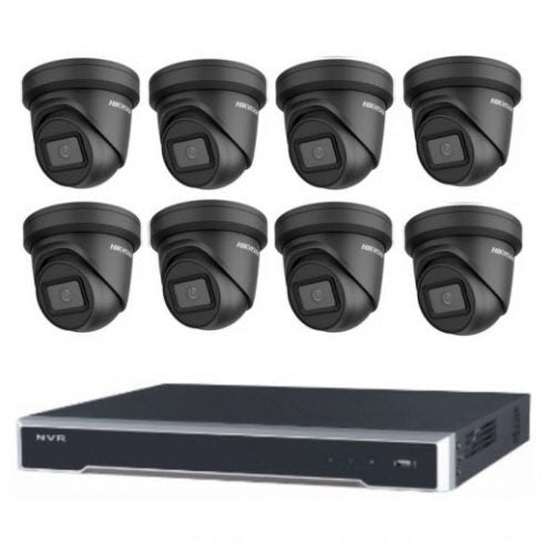 8MP 8CH Hikvision CCTV 套件：8 x 户外炮塔黑影 + 8CH NVR