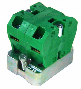 2 N/O Contact Block Green w/-Support Base