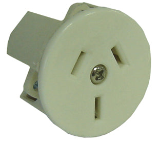 (RS15-1.2W) White Single Gang Unswitched Socket 15A, Flush Mount