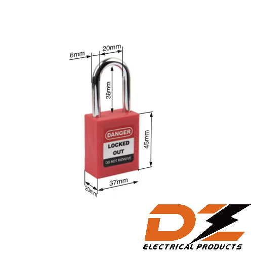 Safety Padlock, Red - Keyed Different