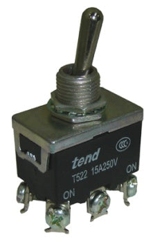 15A DPDT On/On Tgl. Screw Terminals