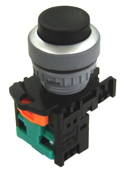 Raised latching P/B - Black c/w 1 N/O contact