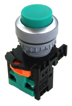 Raised latching P/B - Green c/w 1 N/O contact